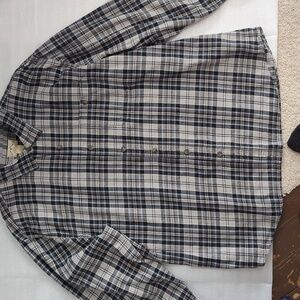 Men's Blue Mountain Black and Gray Plaid Flannel Long Sleeve Shirt Size 2XL